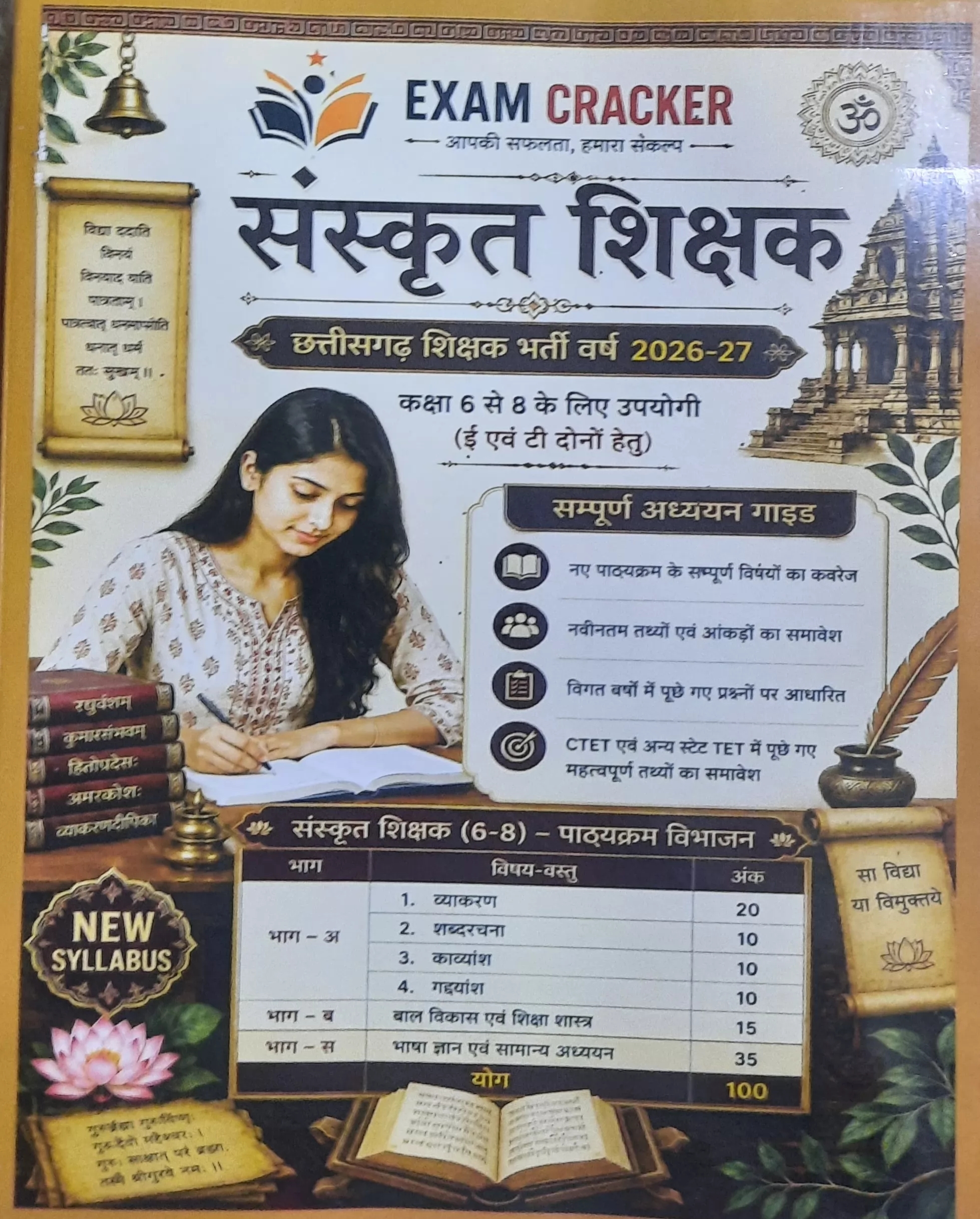 CG शिक्षक भर्ती परीक्षा संस्कृत शिक्षक कक्षा 6 से 8 के लिए उपयोगी exme cracker